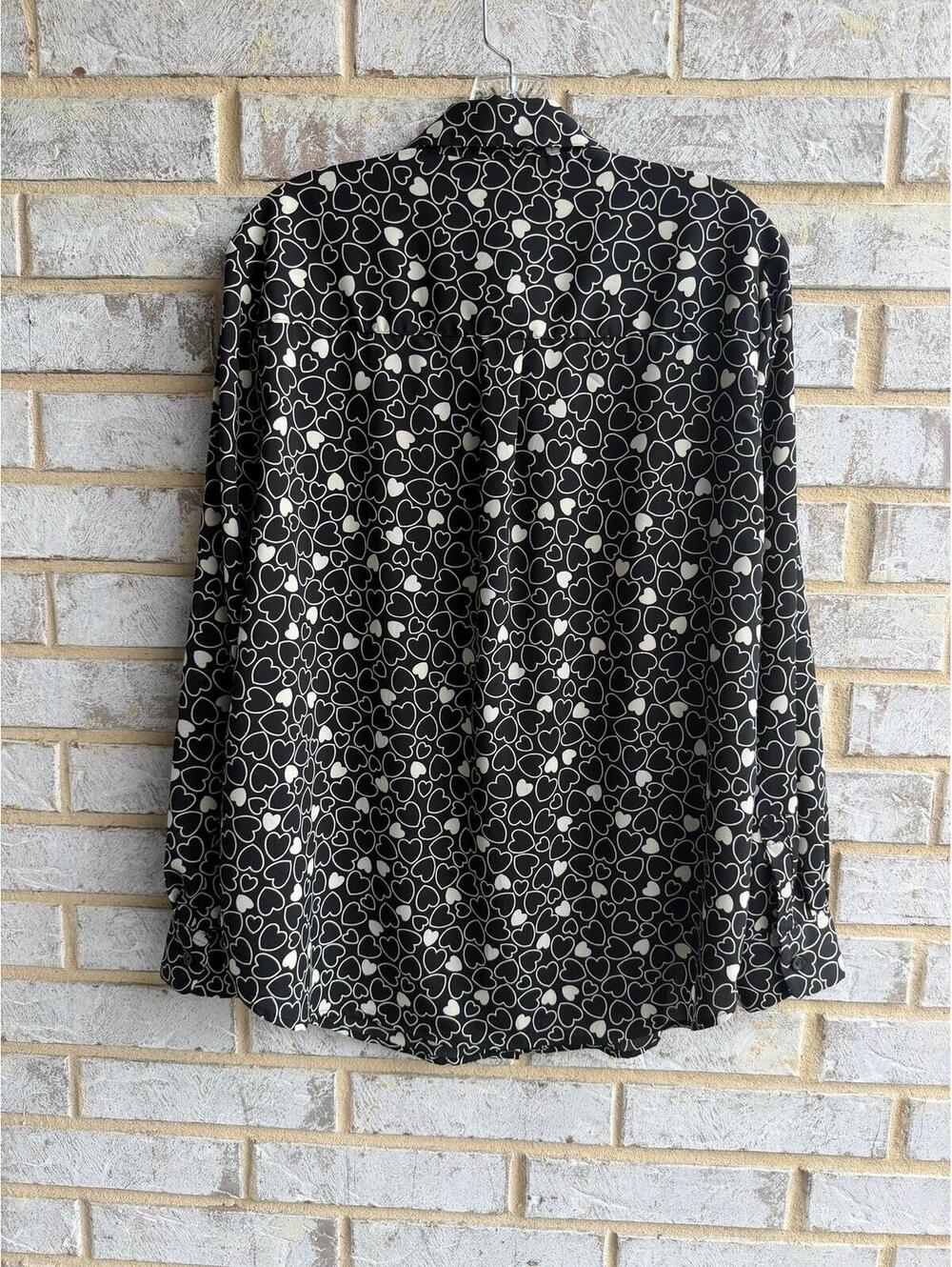 Coldwater Creek Long Sleeve Button Up Collared Black/Cream Shirt Women's Size XL - Picture 2 of 8